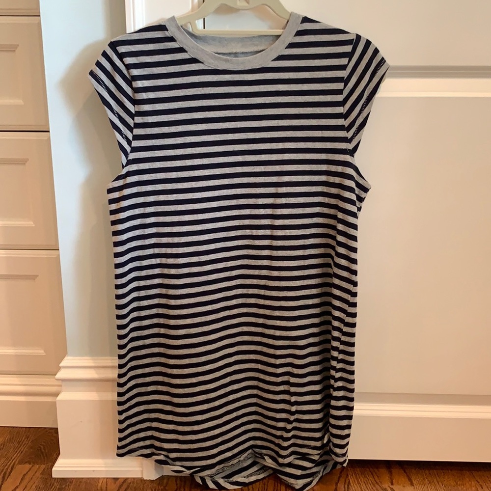 Navy and grey striped tshirt dress
